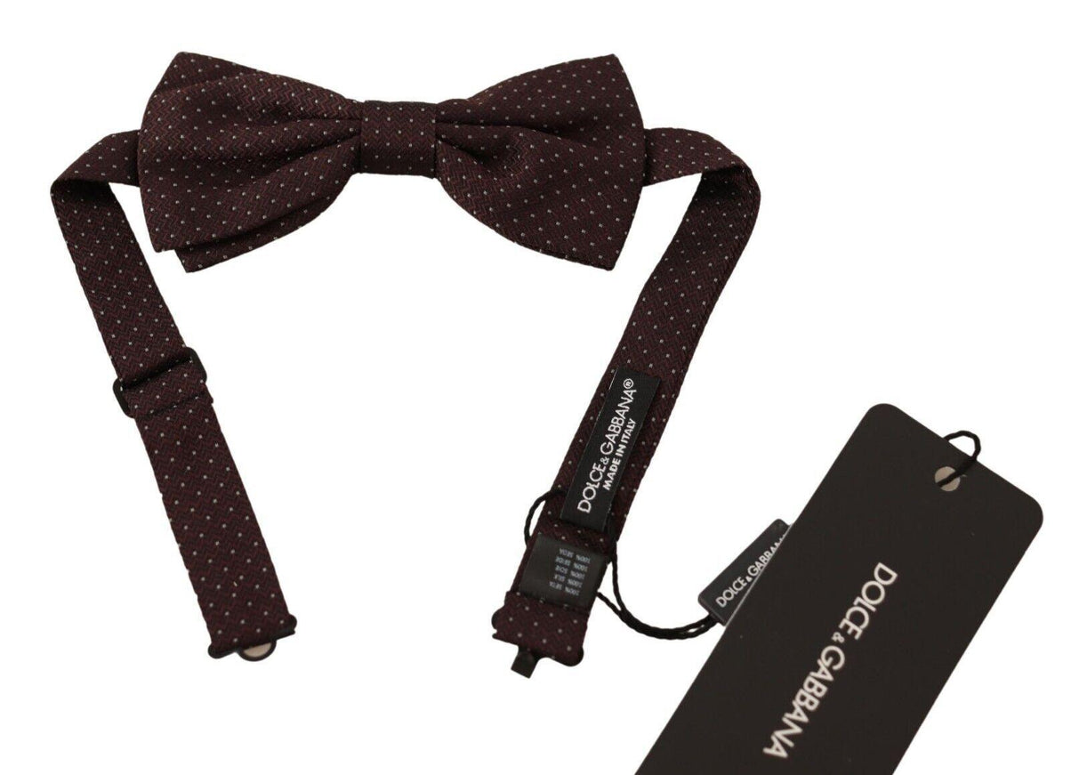 Dolce & Gabbana Brown Dotted Silk Adjustable Neck Papillon Bow Tie - Ellie Belle