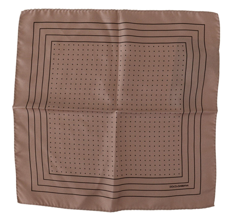 Dolce & Gabbana Brown Dotted Silk Square Handkerchief - Ellie Belle