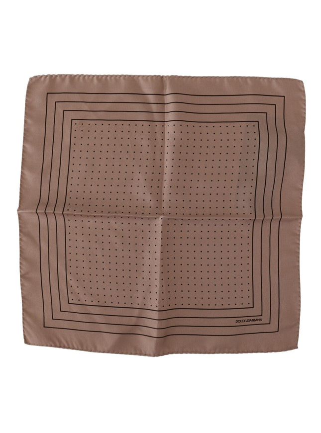 Dolce & Gabbana Brown Dotted Silk Square Handkerchief - Ellie Belle