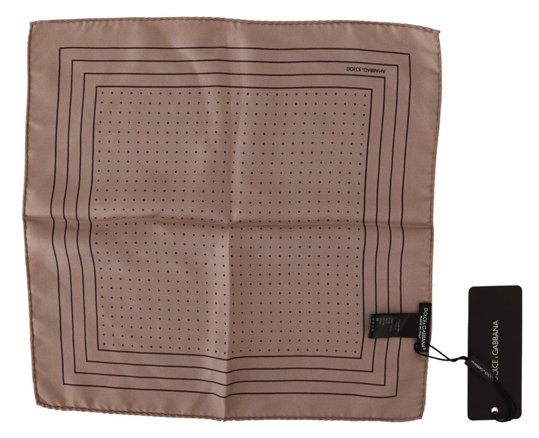 Dolce & Gabbana Brown Dotted Silk Square Handkerchief - Ellie Belle