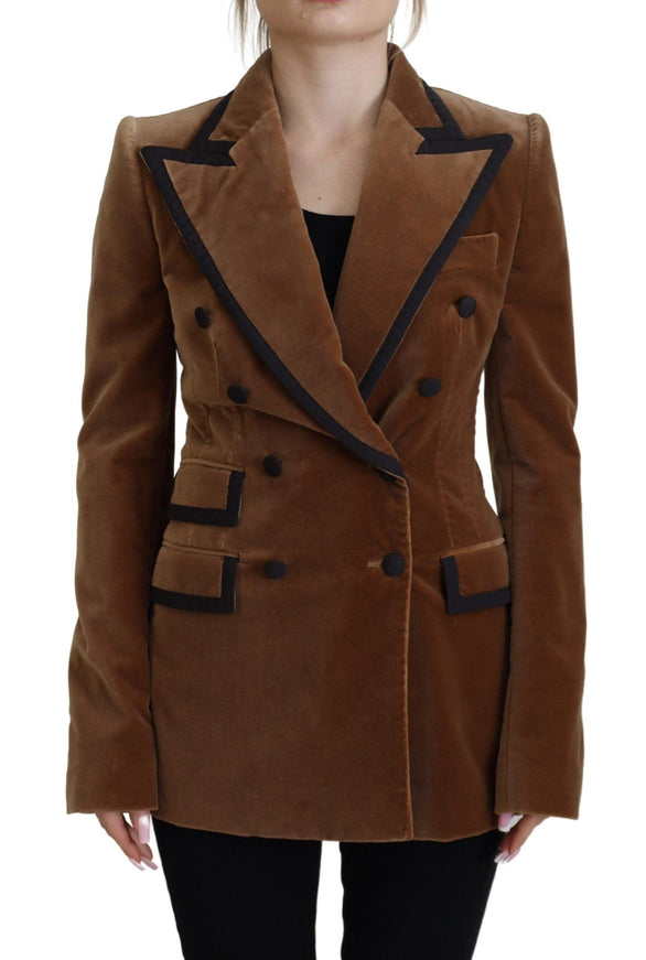 Dolce & Gabbana Brown Double Breasted Blazer Cotton Jacket - Ellie Belle