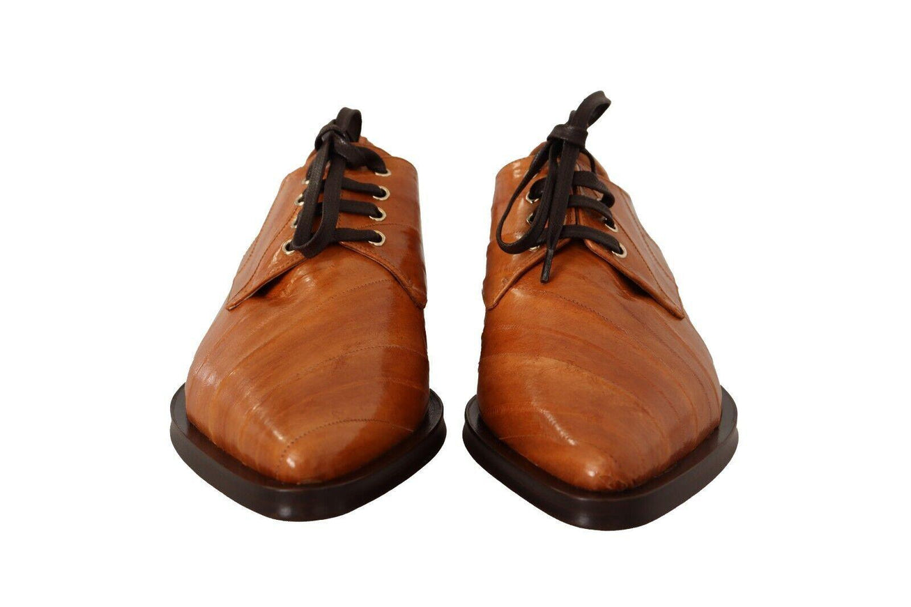 Dolce & Gabbana Brown Eel Leather Lace Up Formal Shoes - Ellie Belle