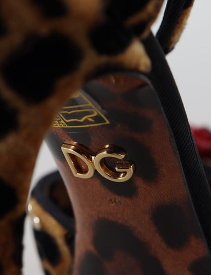 Dolce & Gabbana Brown Embellished Leopard Print Heels Shoes - Ellie Belle