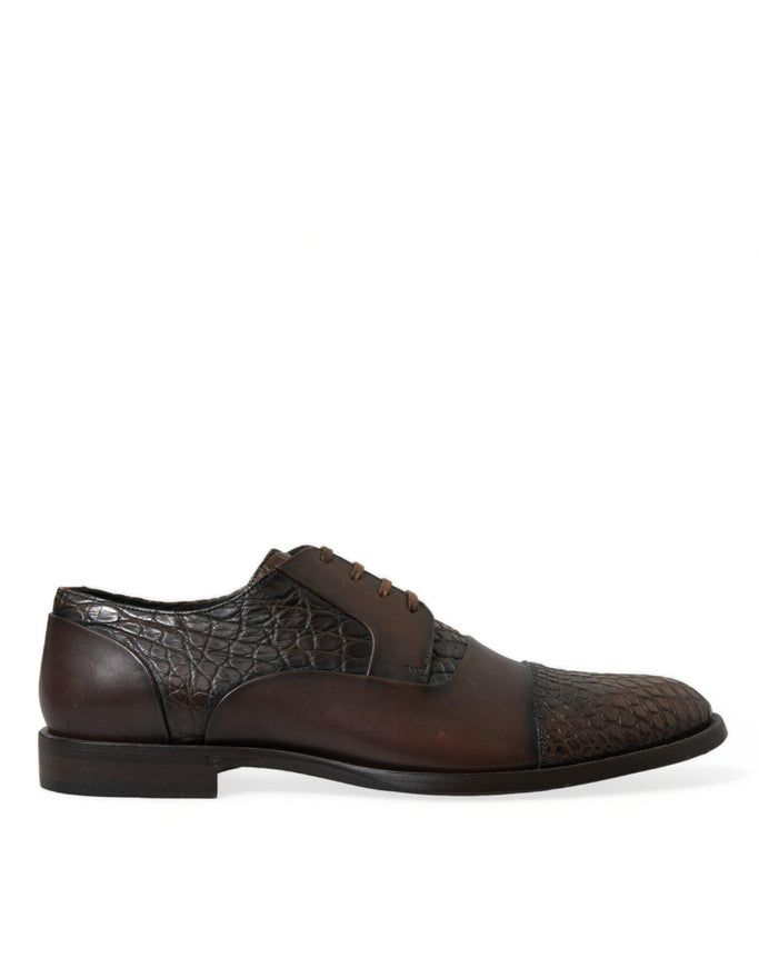 Dolce & Gabbana Brown Exotic Leather Lace Up Oxford Dress Shoes - Ellie Belle