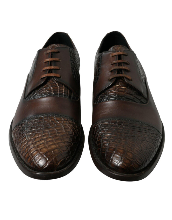 Dolce & Gabbana Brown Exotic Leather Lace Up Oxford Dress Shoes - Ellie Belle