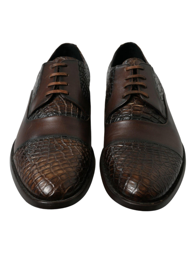 Dolce & Gabbana Brown Exotic Leather Lace Up Oxford Dress Shoes - Ellie Belle