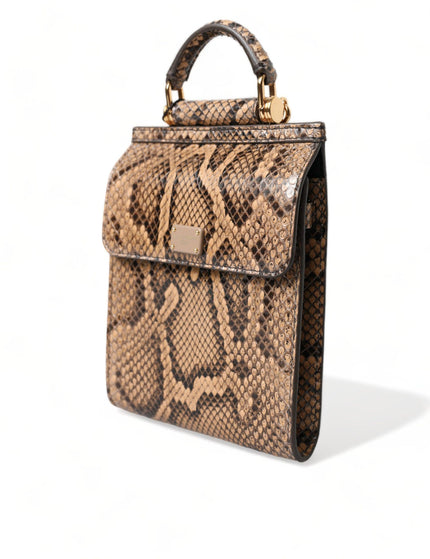 Dolce & Gabbana Brown Exotic Leather Logo Phone Crossbody Purse Bag - Ellie Belle