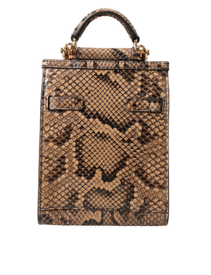 Dolce & Gabbana Brown Exotic Leather Logo Phone Crossbody Purse Bag - Ellie Belle