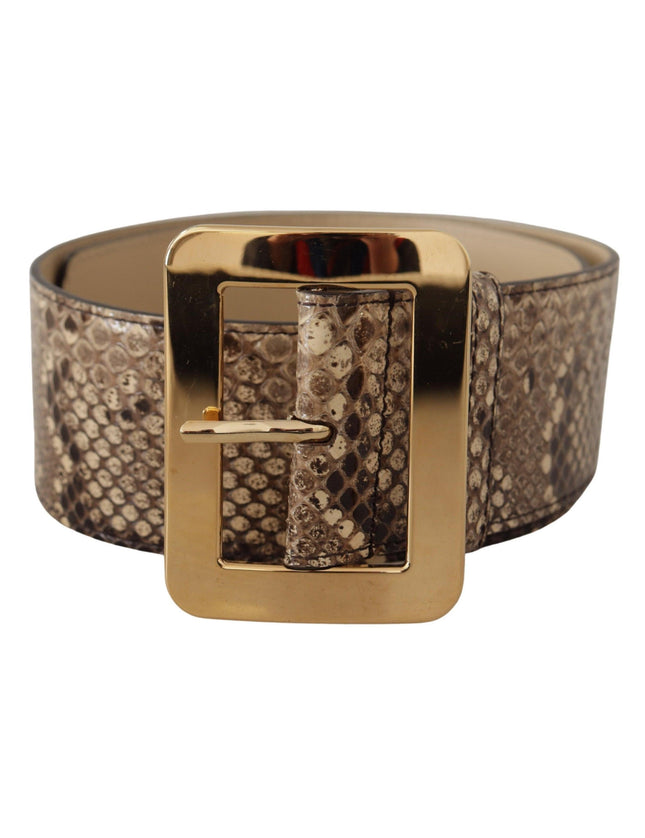 Dolce & Gabbana Brown Exotic Wide Waist Leather Gold Metal Buckle Belt - Ellie Belle