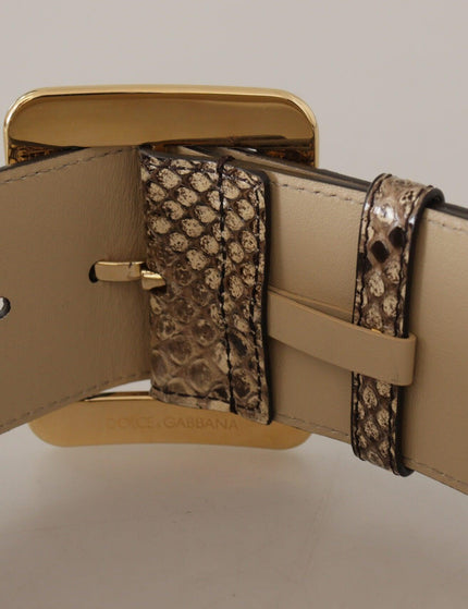 Dolce & Gabbana Brown Exotic Wide Waist Leather Gold Metal Buckle Belt - Ellie Belle
