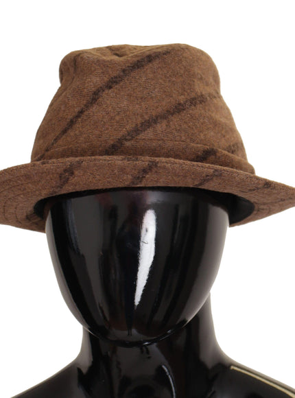 Dolce & Gabbana Brown Fedora Striped Print Summer Hat - Ellie Belle