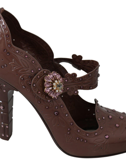 Dolce & Gabbana Brown Floral Crystal CINDERELLA Heels Shoes - Ellie Belle