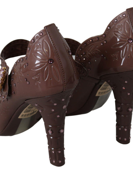 Dolce & Gabbana Brown Floral Crystal CINDERELLA Heels Shoes - Ellie Belle