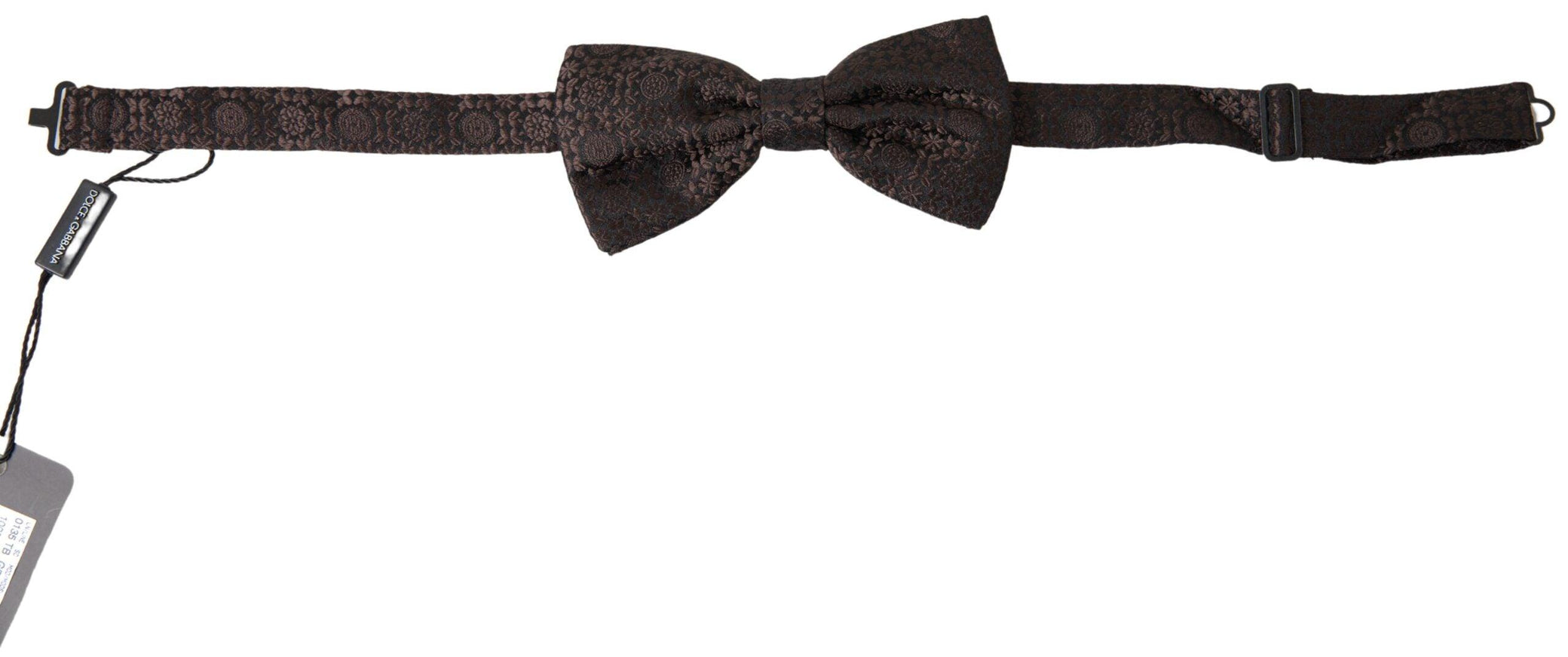 Dolce & Gabbana Brown Floral Jacquard Adjustable Neck Papillon Bow Tie - Ellie Belle