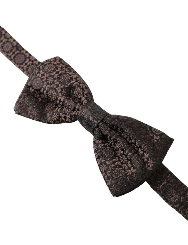 Dolce & Gabbana Brown Floral Jacquard Adjustable Neck Papillon Bow Tie - Ellie Belle