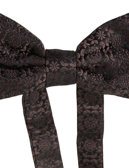 Dolce & Gabbana Brown Floral Jacquard Adjustable Neck Papillon Bow Tie - Ellie Belle