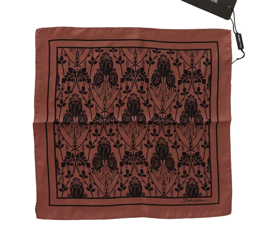 Dolce & Gabbana Brown Floral Silk Square Handkerchief Scarf - Ellie Belle