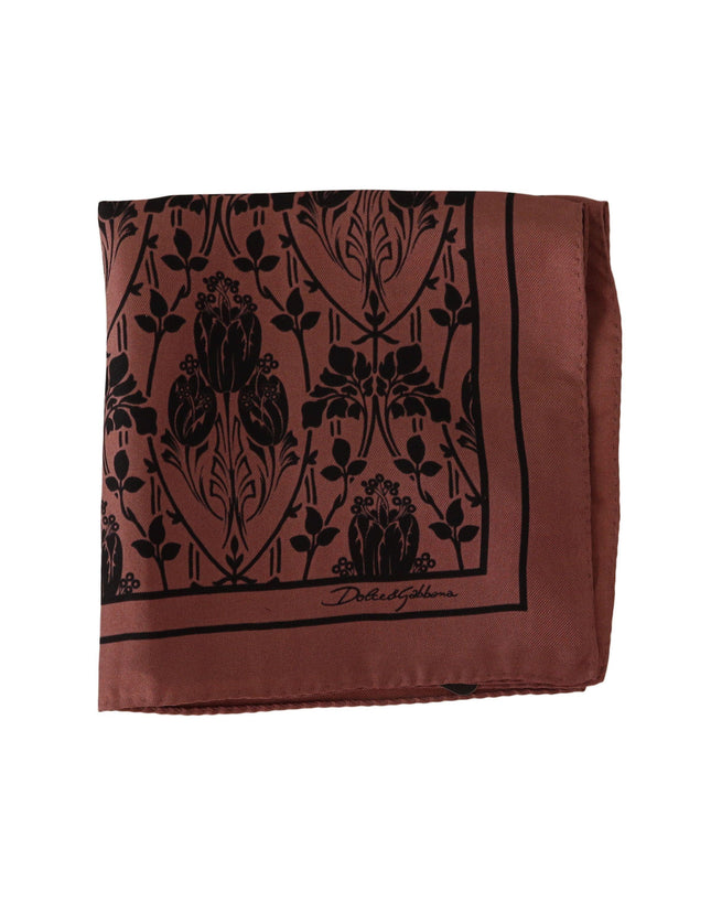Dolce & Gabbana Brown Floral Silk Square Handkerchief Scarf - Ellie Belle