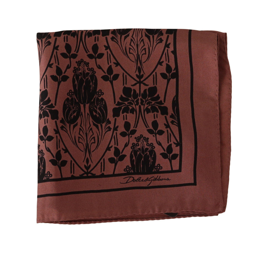 Dolce & Gabbana Brown Floral Silk Square Handkerchief Scarf - Ellie Belle