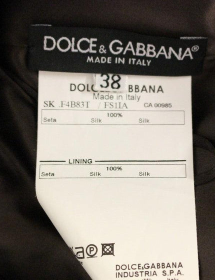 Dolce & Gabbana Brown Floral Silk Straight Full Skirt - Ellie Belle