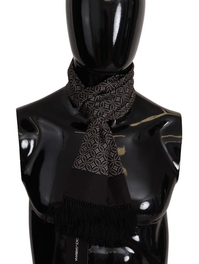 Dolce & Gabbana Brown Geometric Patterned Shawl Wrap Fringe Scarf - Ellie Belle