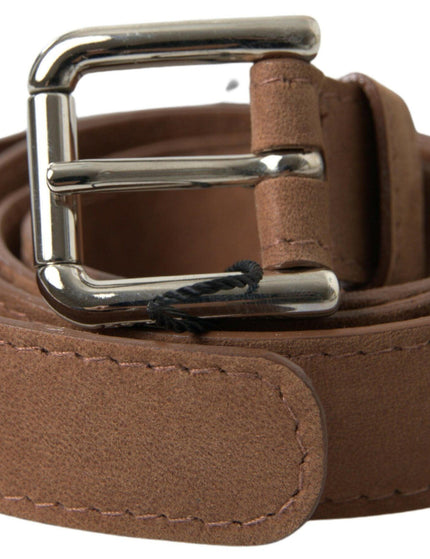 Dolce & Gabbana Brown Goatskin Leather Metal Buckle Belt - Ellie Belle