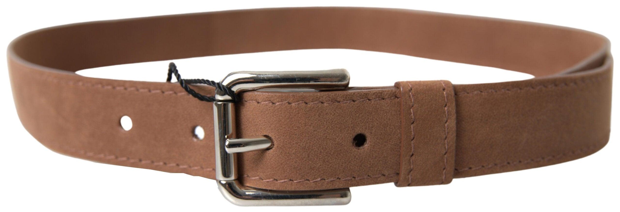 Dolce & Gabbana Brown Goatskin Leather Metal Buckle Belt - Ellie Belle