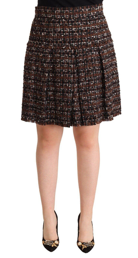 Dolce & Gabbana Brown High Waist Mini A-Line Pleated Skirt - Ellie Belle