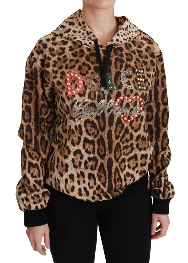 Dolce & Gabbana Brown Hooded Studded Ayers Leopard Sweater