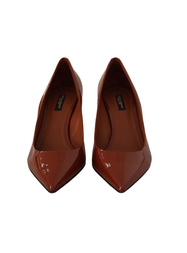 Dolce & Gabbana Brown Kitten Heels Pumps Patent Leather Shoes - Ellie Belle