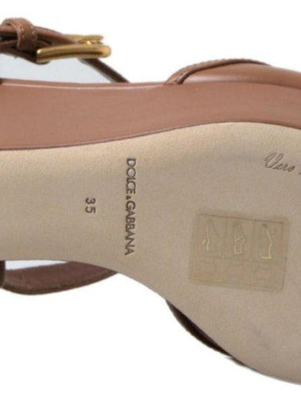 Dolce & Gabbana Brown Leather AMORE Wedges Sandals Shoes