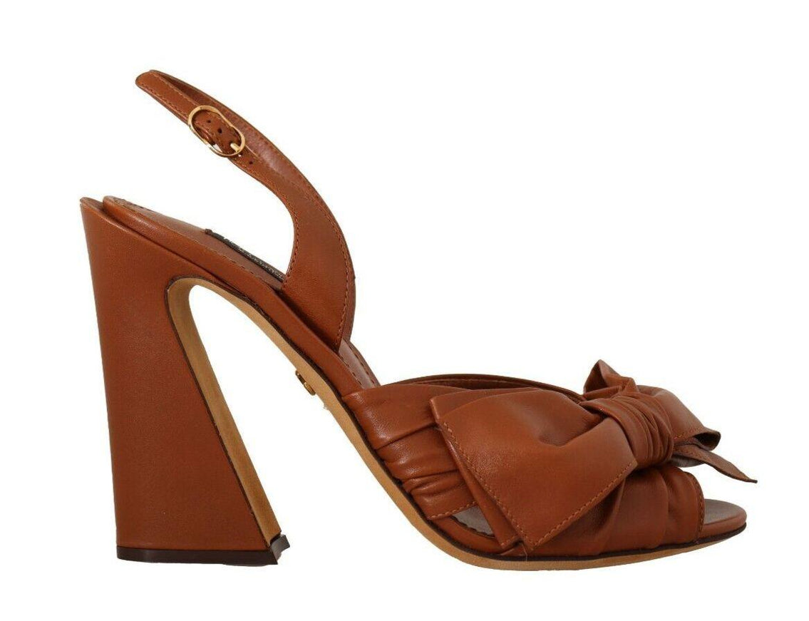 Dolce & Gabbana Brown Leather Ankle Strap Heels Sandals Shoes - Ellie Belle