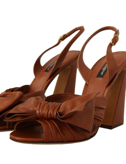Dolce & Gabbana Brown Leather Ankle Strap Heels Sandals Shoes - Ellie Belle