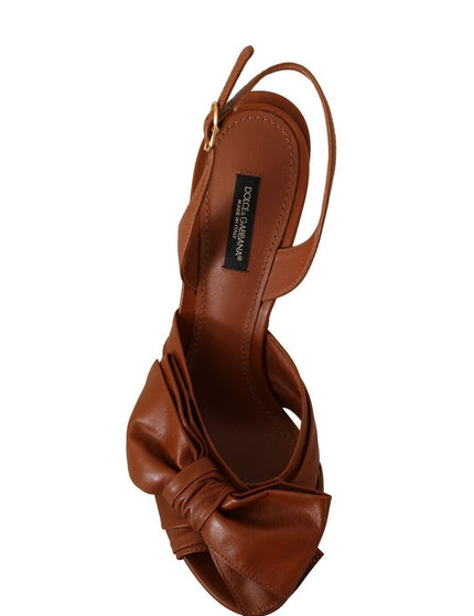 Dolce & Gabbana Brown Leather Ankle Strap Heels Sandals Shoes - Ellie Belle