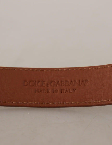 Dolce & Gabbana Brown Leather Baroque Gold DG Logo Waist Buckle Belt - Ellie Belle