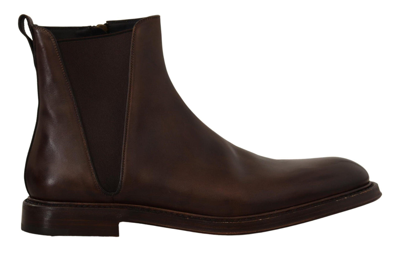 Dolce & Gabbana Brown Leather Chelsea Mens Boots - Ellie Belle