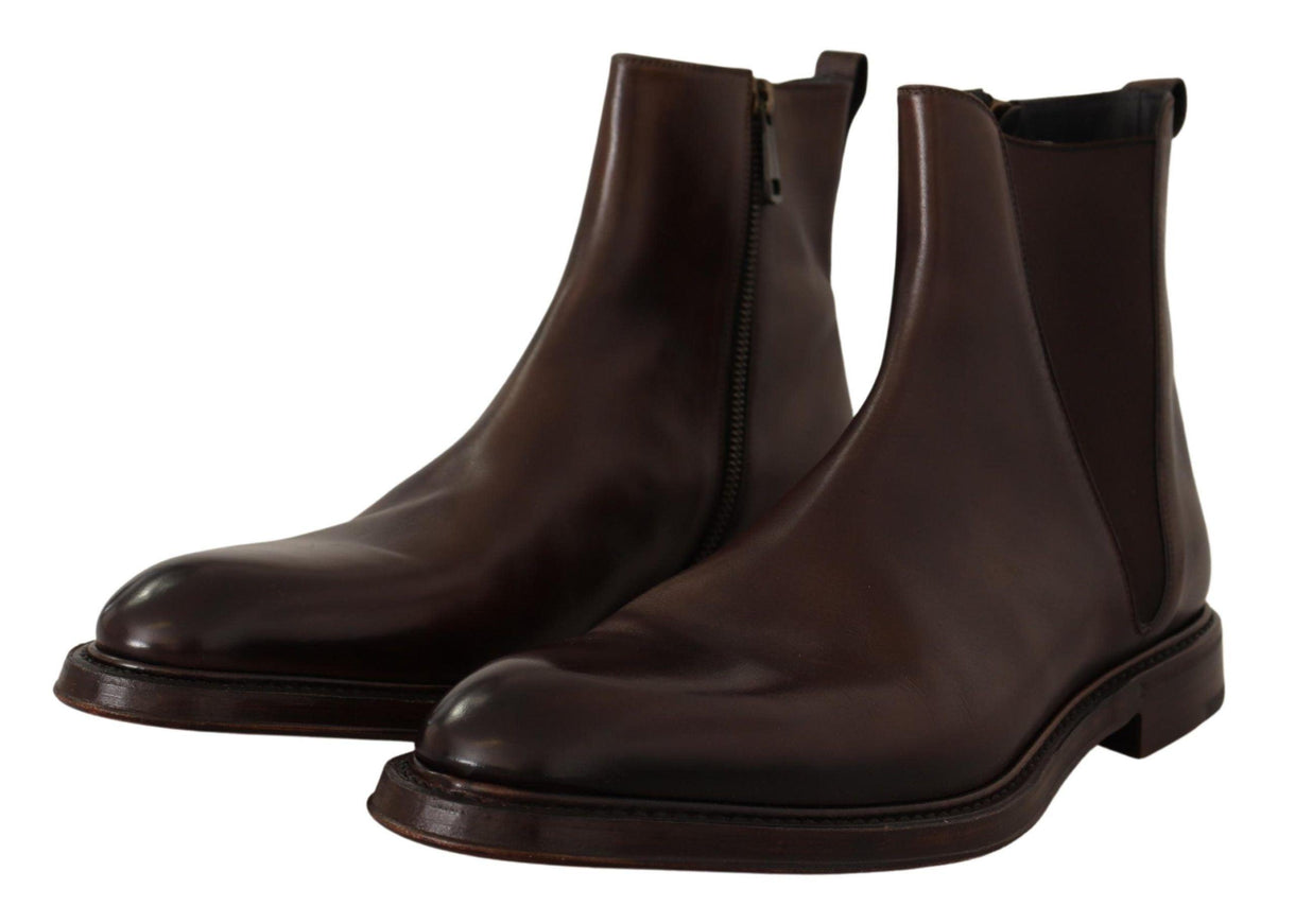 Dolce & Gabbana Brown Leather Chelsea Mens Boots - Ellie Belle