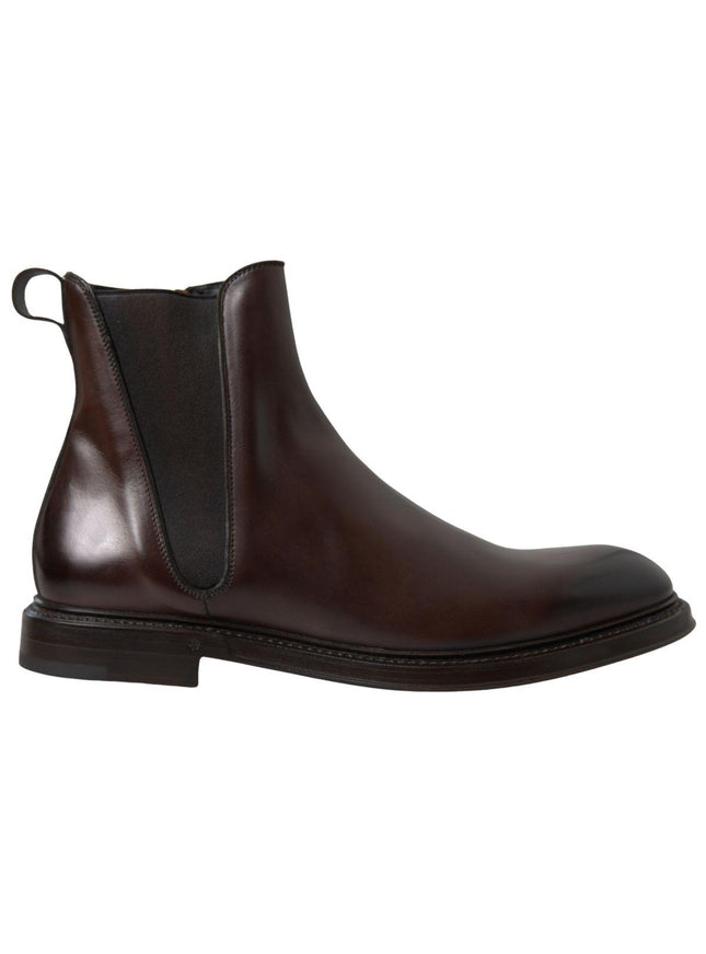 Dolce & Gabbana Brown Leather Chelsea Mens Boots Shoes - Ellie Belle