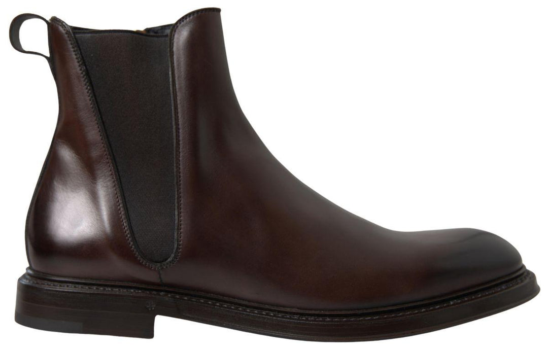 Dolce & Gabbana Brown Leather Chelsea Mens Boots Shoes - Ellie Belle