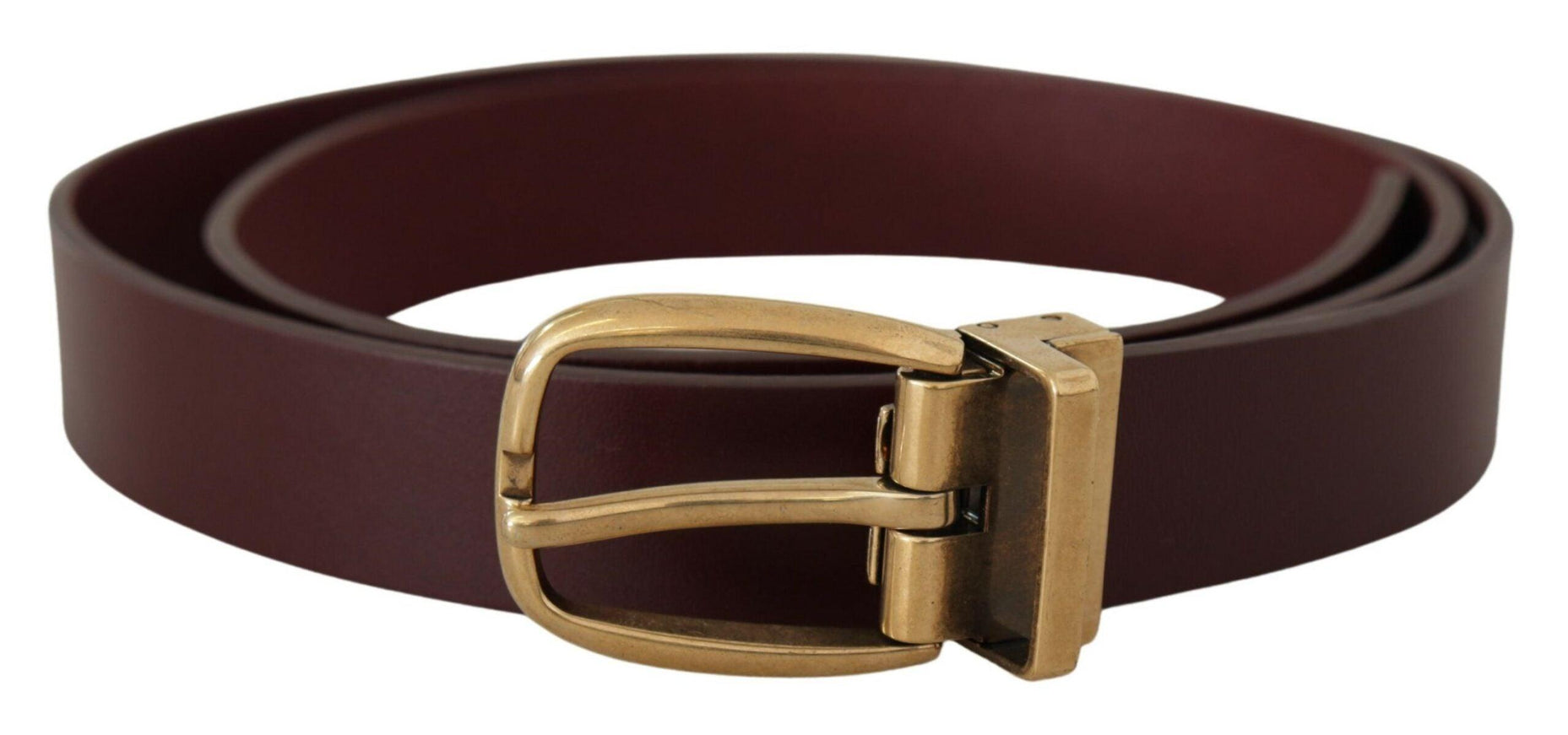 Dolce & Gabbana Brown Leather Classic Gold Metal Buckle Belt - Ellie Belle