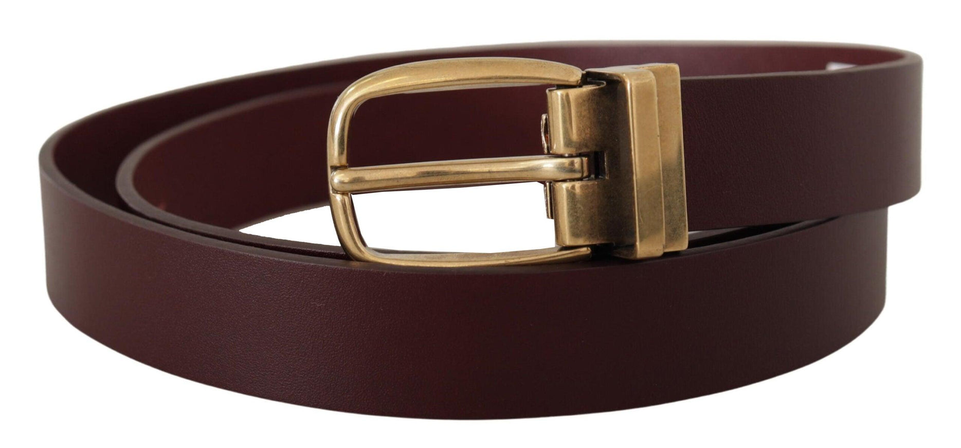 Dolce & Gabbana Brown Leather Classic Gold Metal Buckle Belt - Ellie Belle