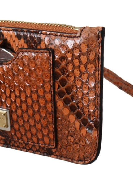 Dolce & Gabbana Brown Leather Coin Purse Wristlet Mirror AGNESE Wallet