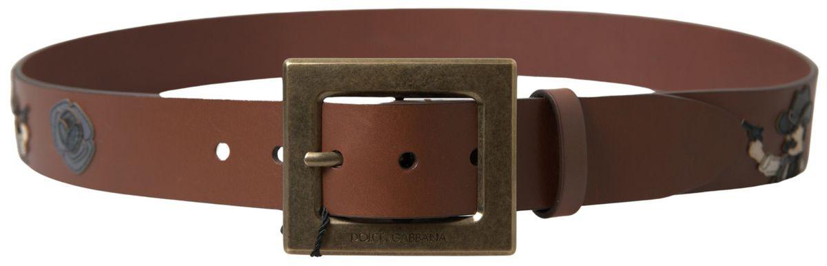 Dolce & Gabbana Brown Leather #DGFAMLY Square Buckle Belt - Ellie Belle