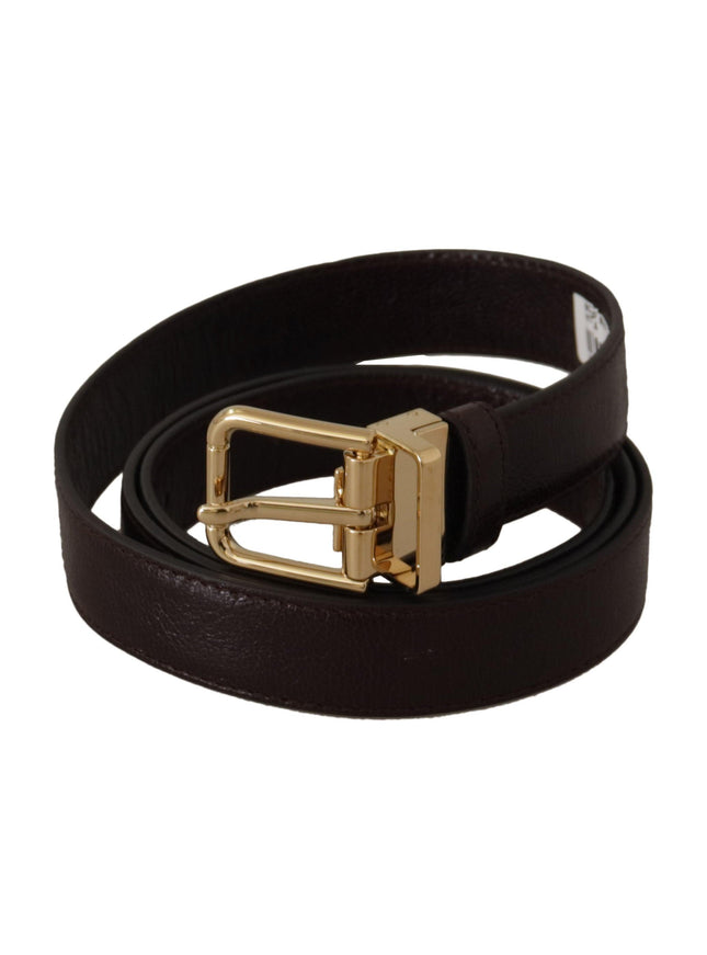 Dolce & Gabbana Brown Leather Gold Metal Buckle Belt - Ellie Belle