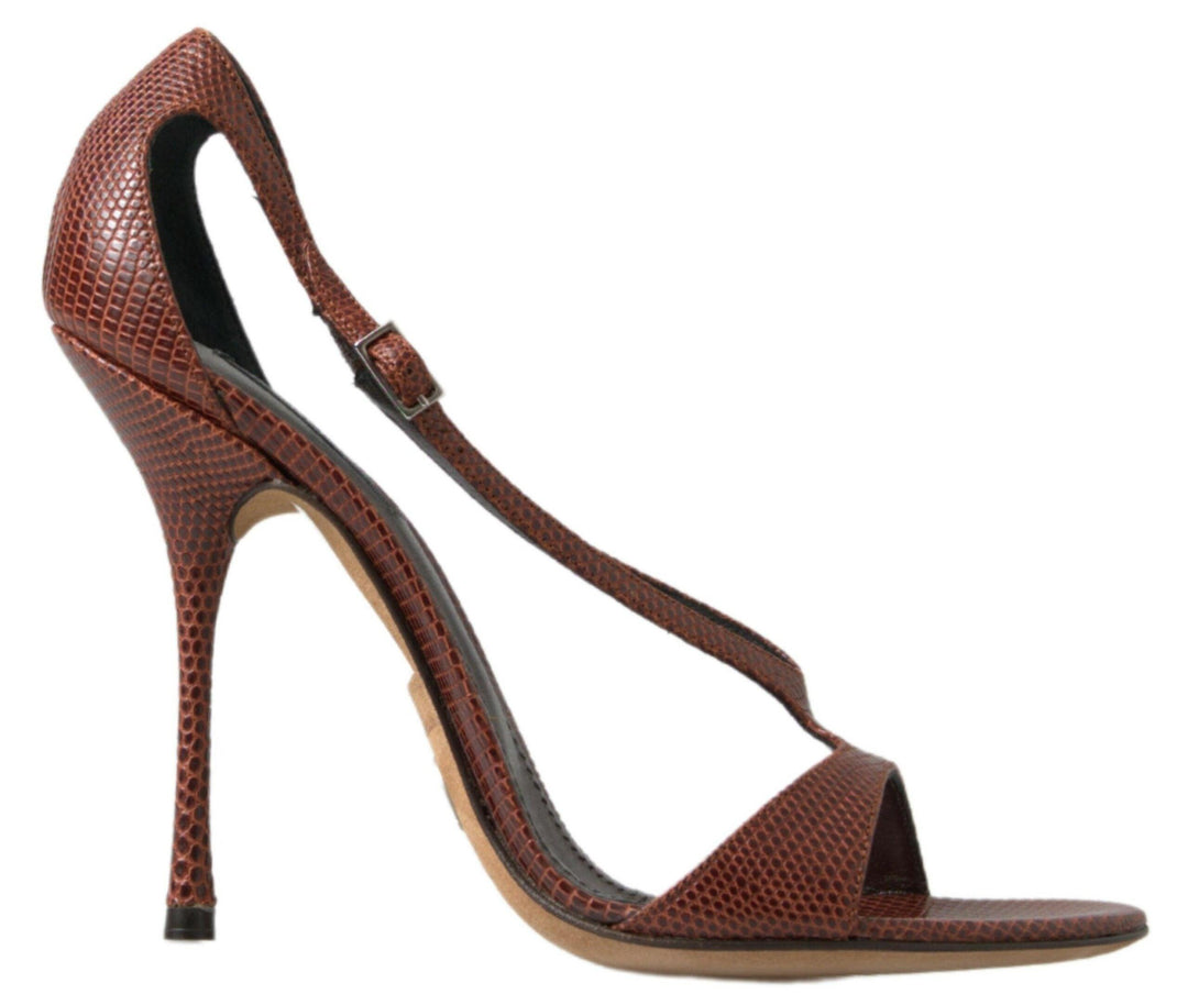 Dolce & Gabbana Brown Leather High Heels Sandals Shoes - Ellie Belle