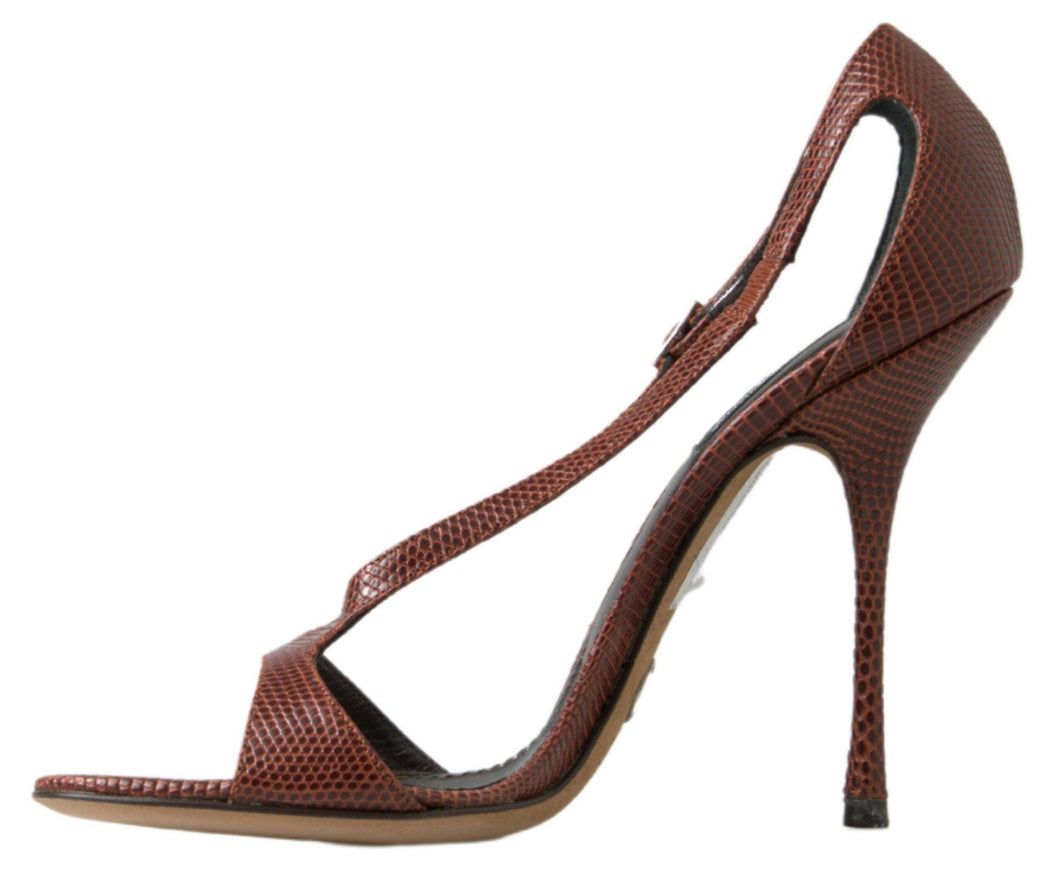 Dolce & Gabbana Brown Leather High Heels Sandals Shoes - Ellie Belle