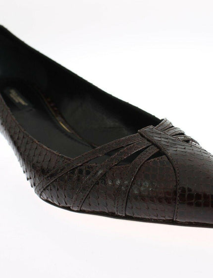 Dolce & Gabbana Brown Leather Kitten Heels Pumps Shoes - Ellie Belle