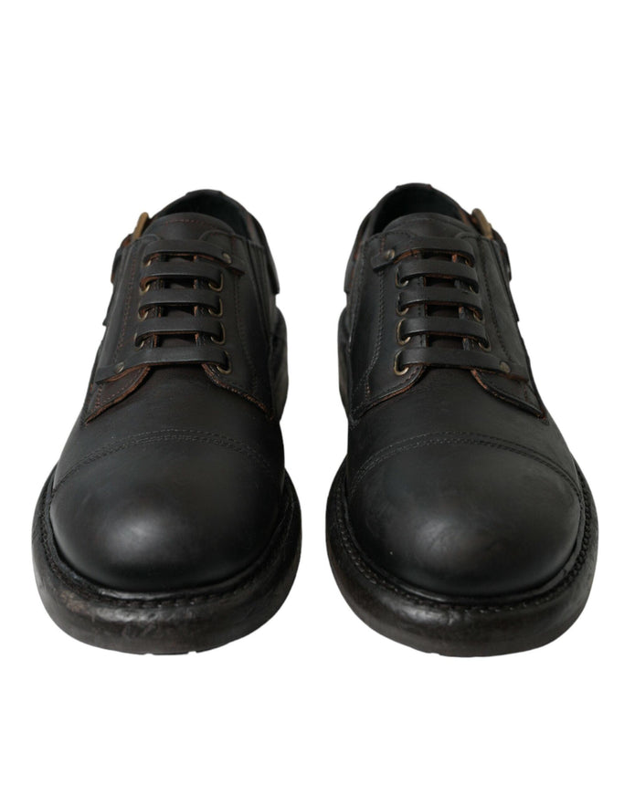 Dolce & Gabbana Brown Leather Lace Up Derby Men Dress Shoes - Ellie Belle