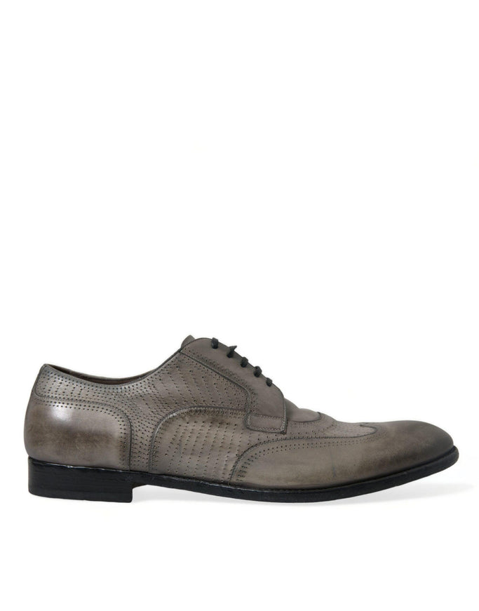 Dolce & Gabbana Brown Leather Lace Up Formal Derby Dress Shoes - Ellie Belle