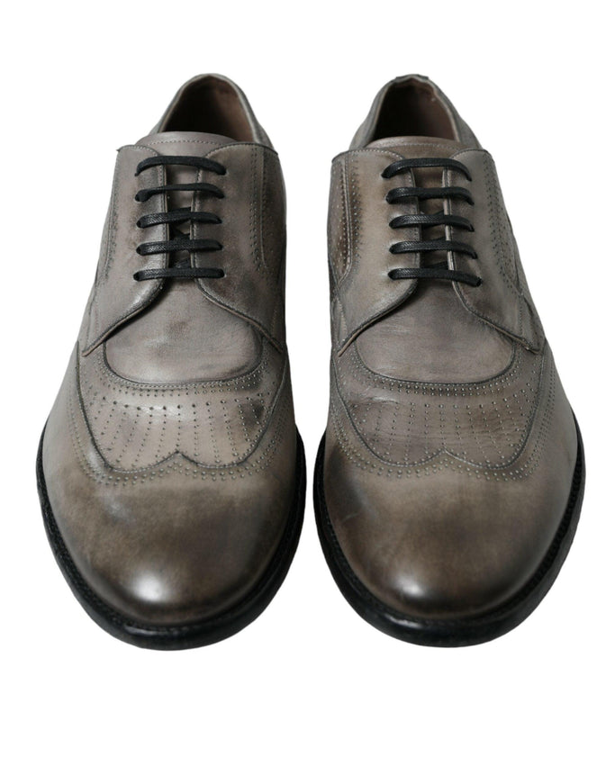 Dolce & Gabbana Brown Leather Lace Up Formal Derby Dress Shoes - Ellie Belle